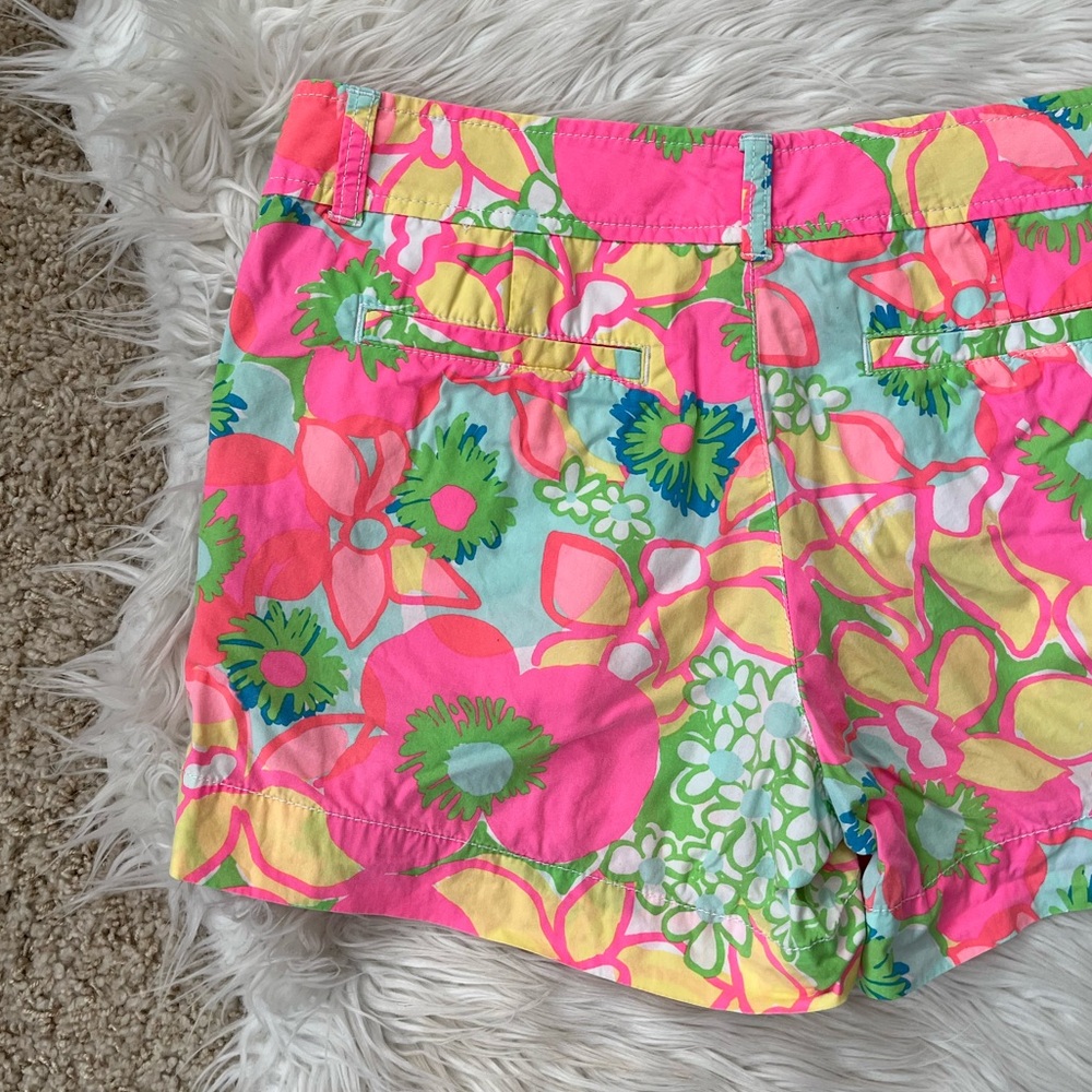 Lilly Pulitzer Multicolor Floral Print Cotton Shorts - Pink, Green, Blue - Picture 8 of 10